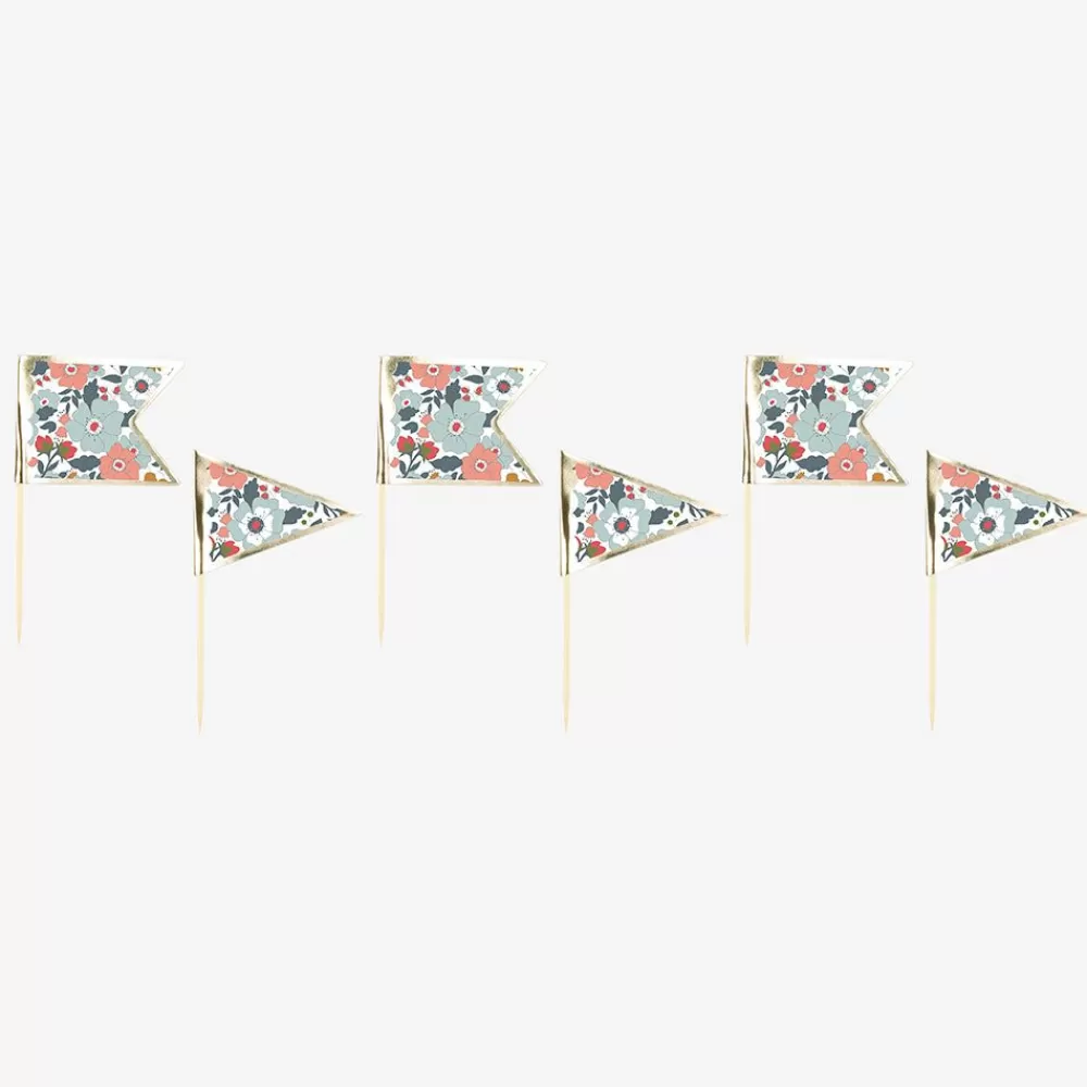 Flash Sale 10 Flower Cocktail Picks Cake Toppers