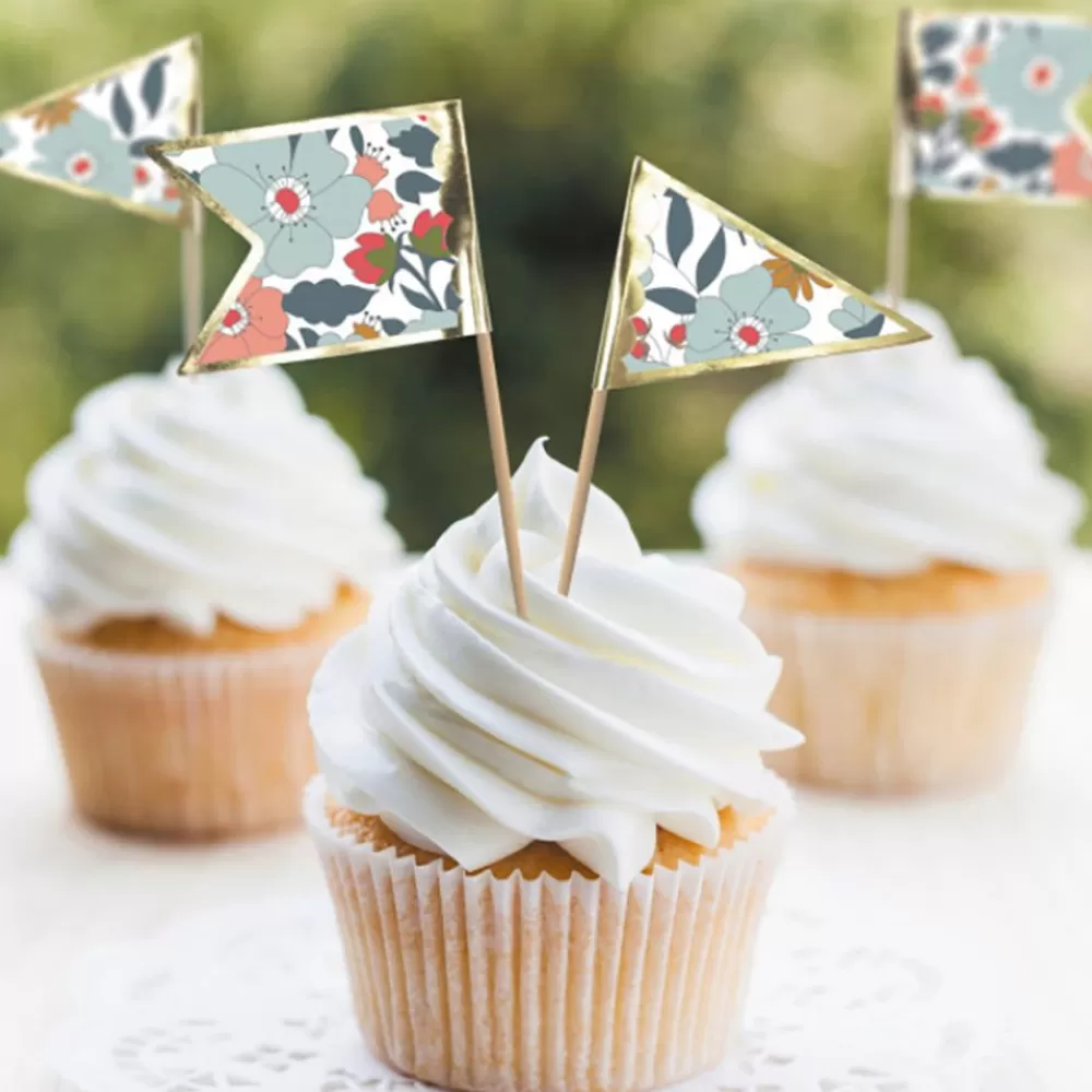 Flash Sale 10 Flower Cocktail Picks Cake Toppers