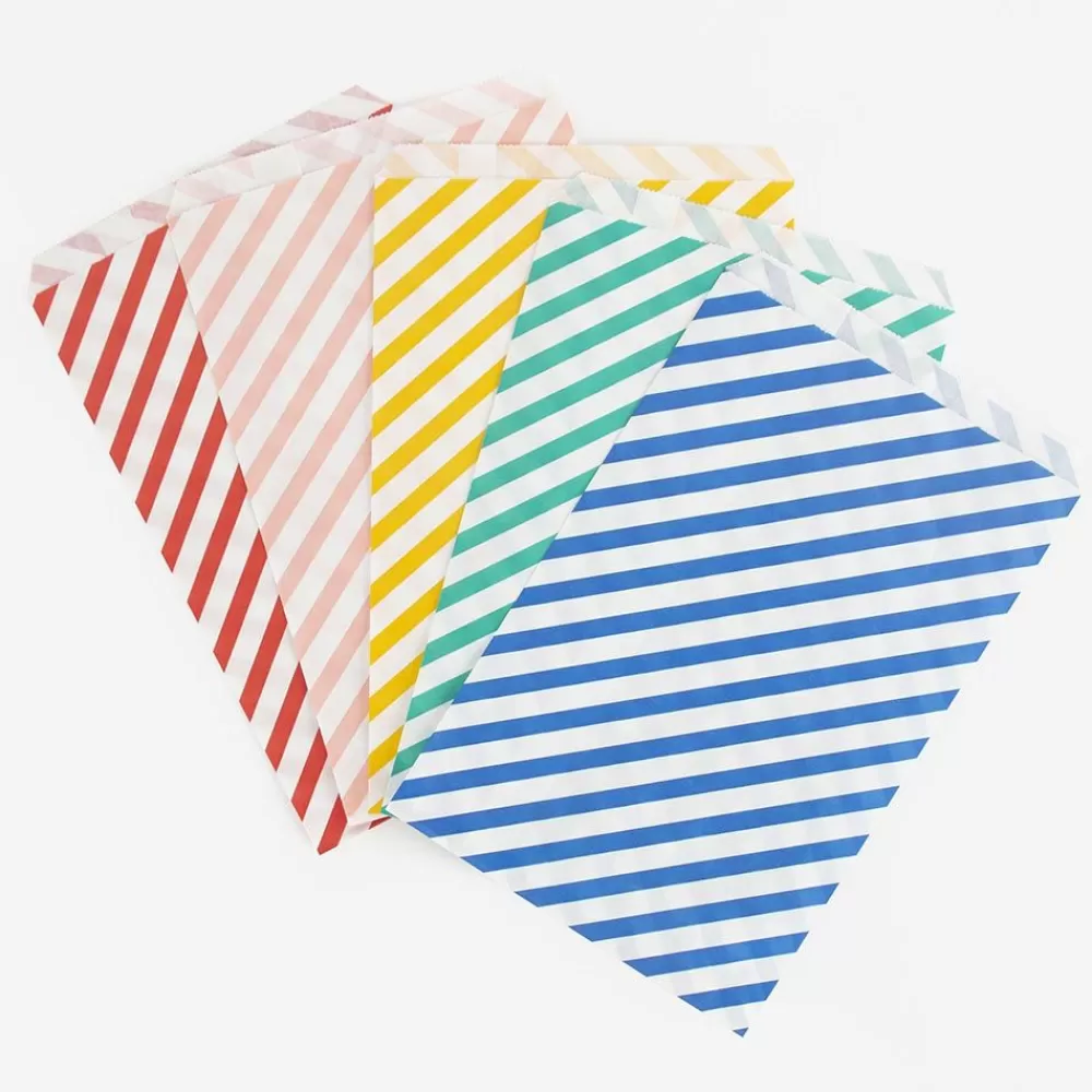 Cheap 10 Multicolored Striped Pouches Gift Bags