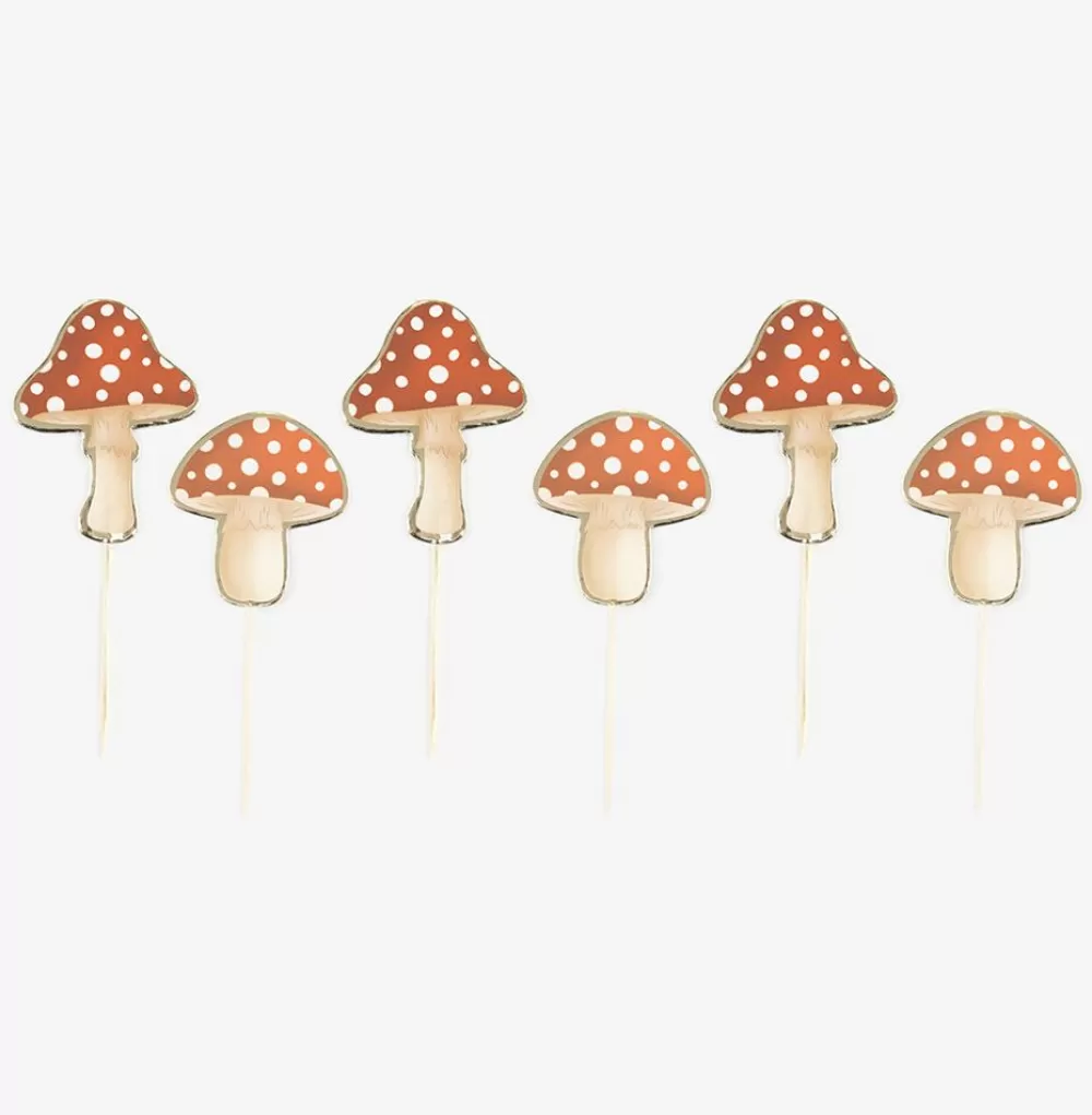 New 10 Mushroom Cocktail Picks Cake Toppers