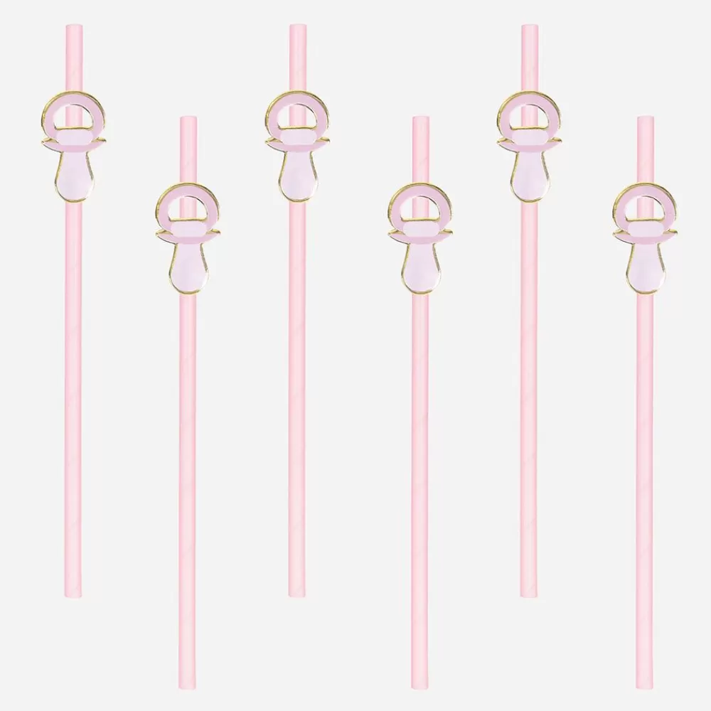 Discount 10 Pink Pacifier Straws Straws