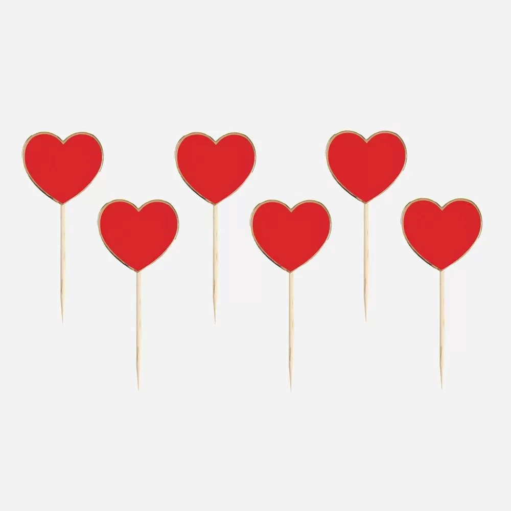 Shop 10 Red And Gold Heart Toppers Cake Toppers