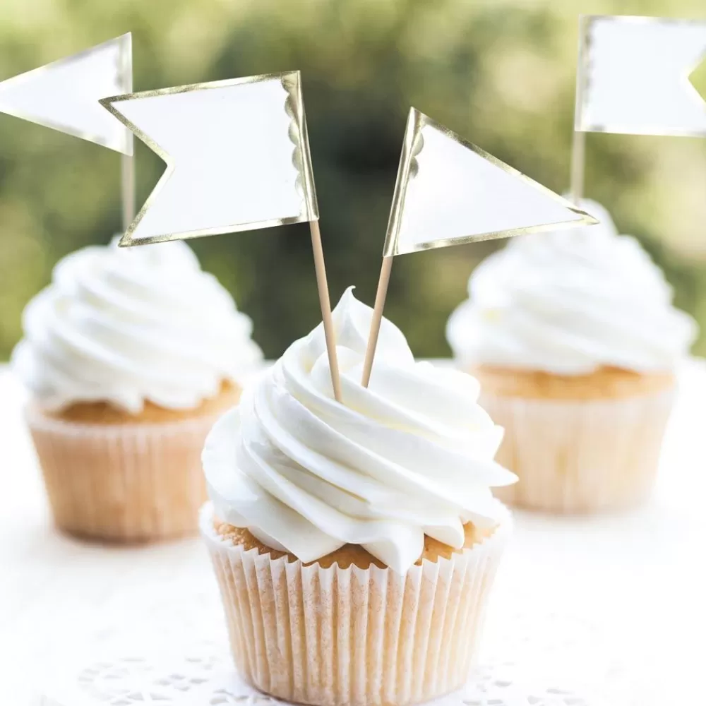 Hot 10 White And Gold Toppers Cake Toppers