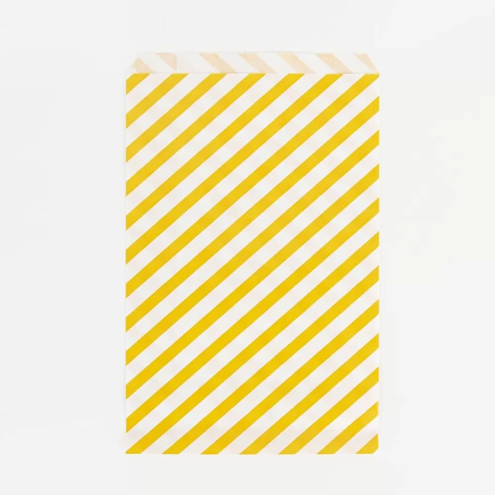 Clearance 10 Yellow Striped Pouches Gift Bags