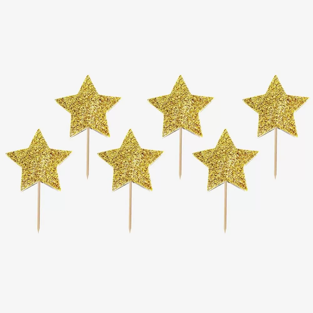 Flash Sale 12 Golden Star Toppers Cake Toppers