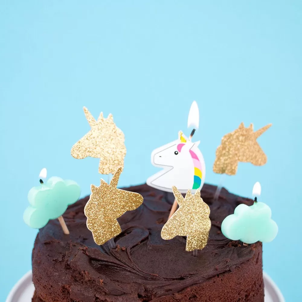 Best 12 Toppers - Gold Glitter Unicorns Cake Toppers