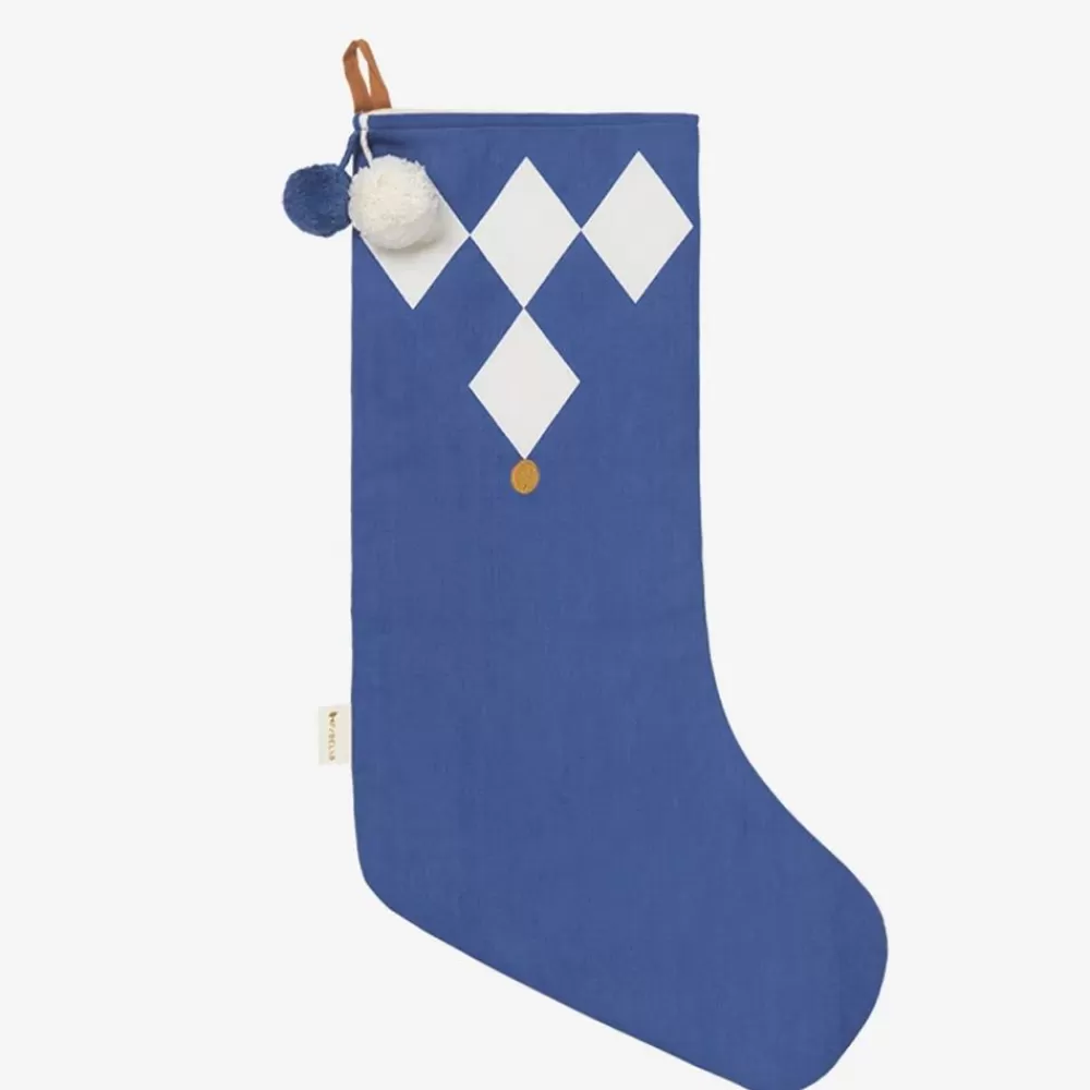 Flash Sale 1 Christmas Sock In Blue Fabric Gift Bags