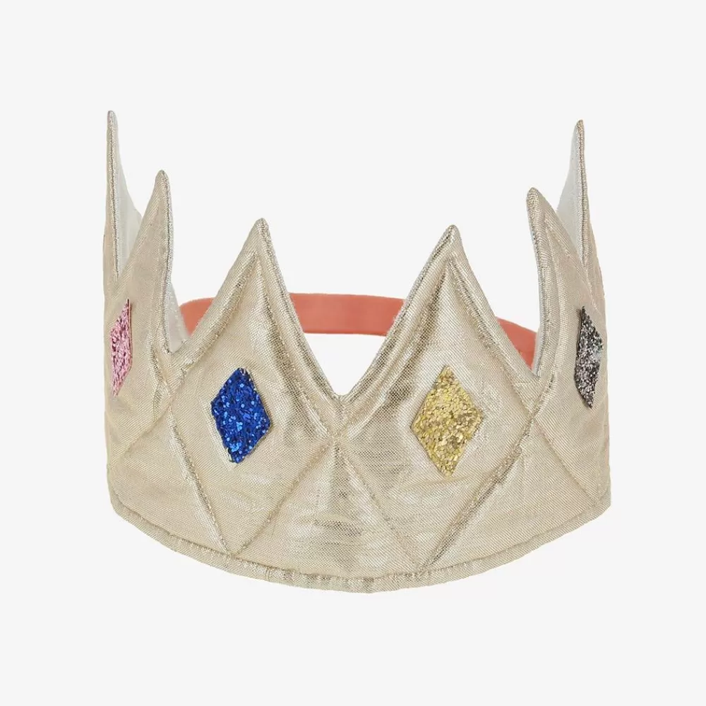 Best 1 Golden Fabric Crown With Jewels Accessories