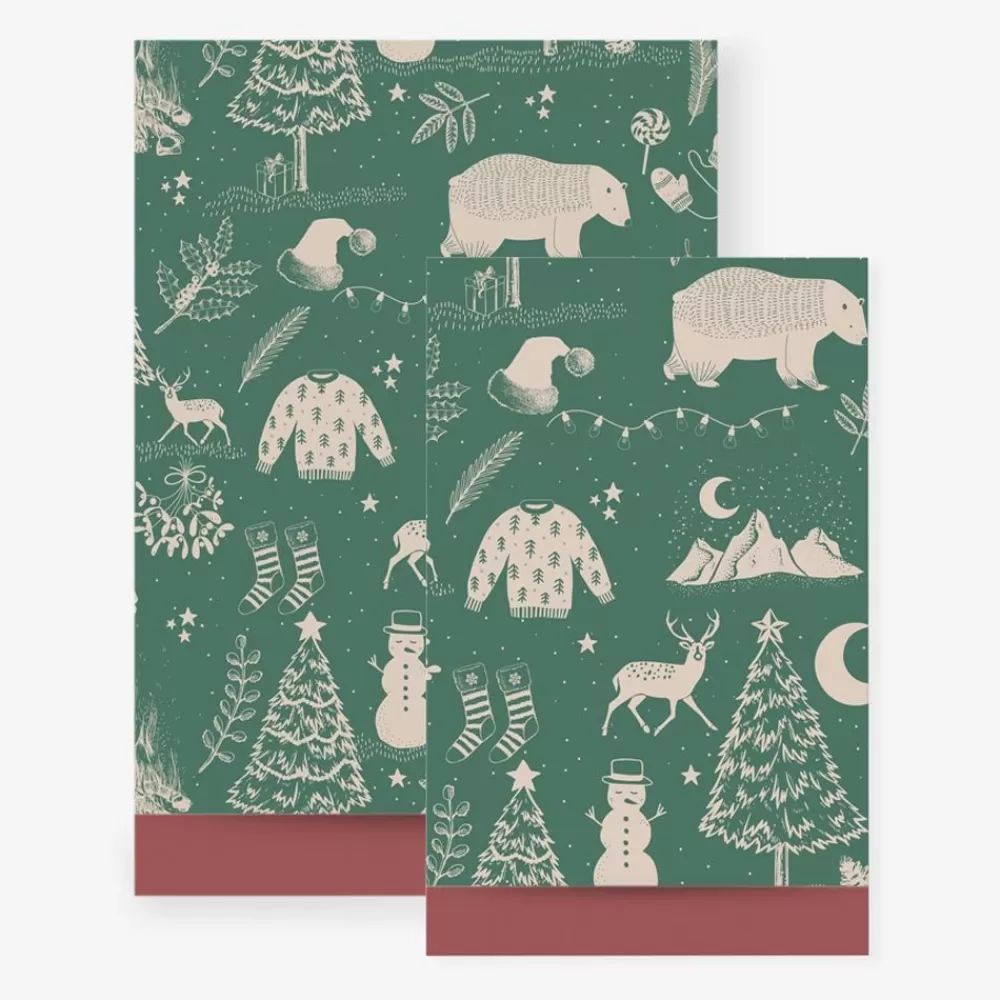 New 1 Green Christmas Paper Pouch Gift Bags