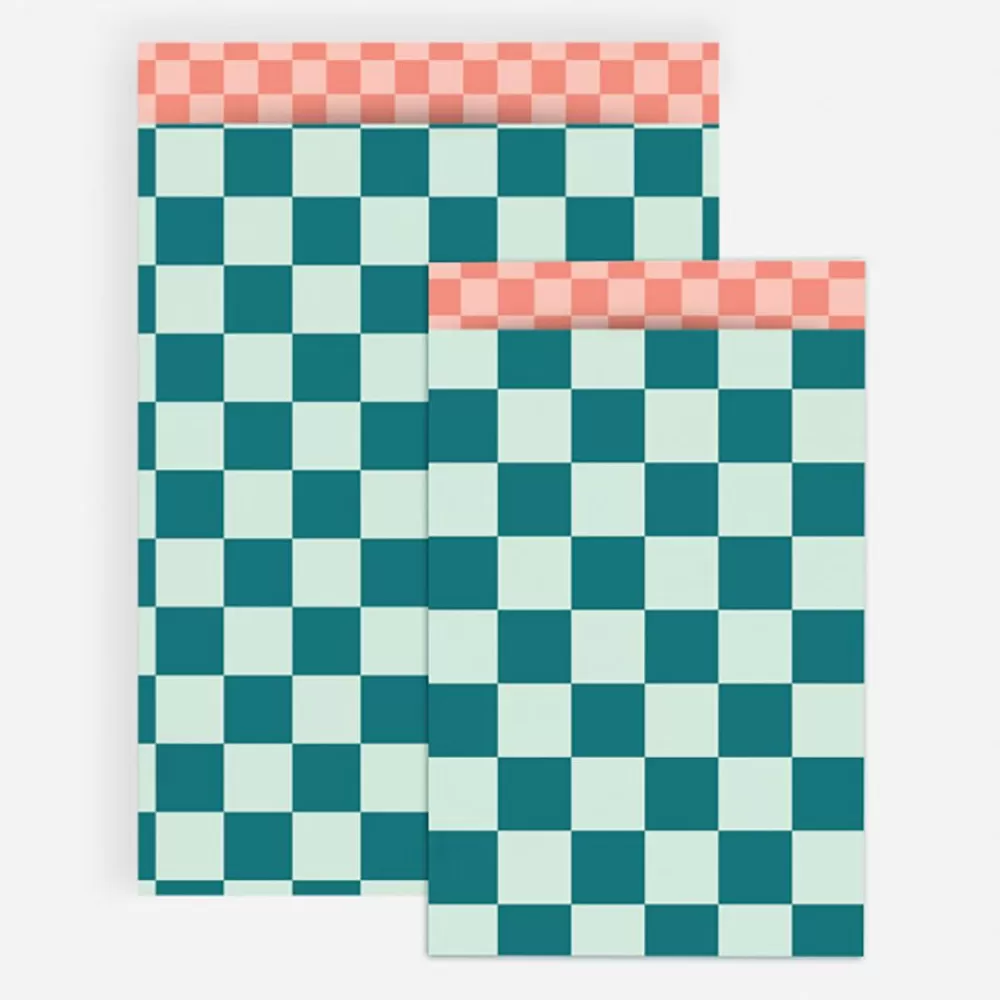 Store 1 Jade And Blue Checkered Paper Pouch Gift Bags