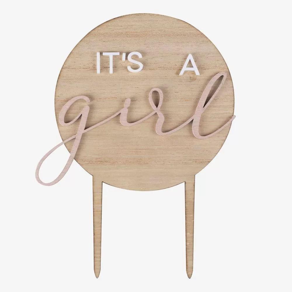 Hot 1 Topper En Bois It'S A Girl Cake Toppers