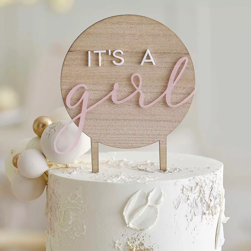 Hot 1 Topper En Bois It'S A Girl Cake Toppers