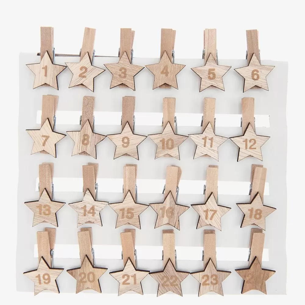 Hot 24 Wooden Star Clips Gift Tags