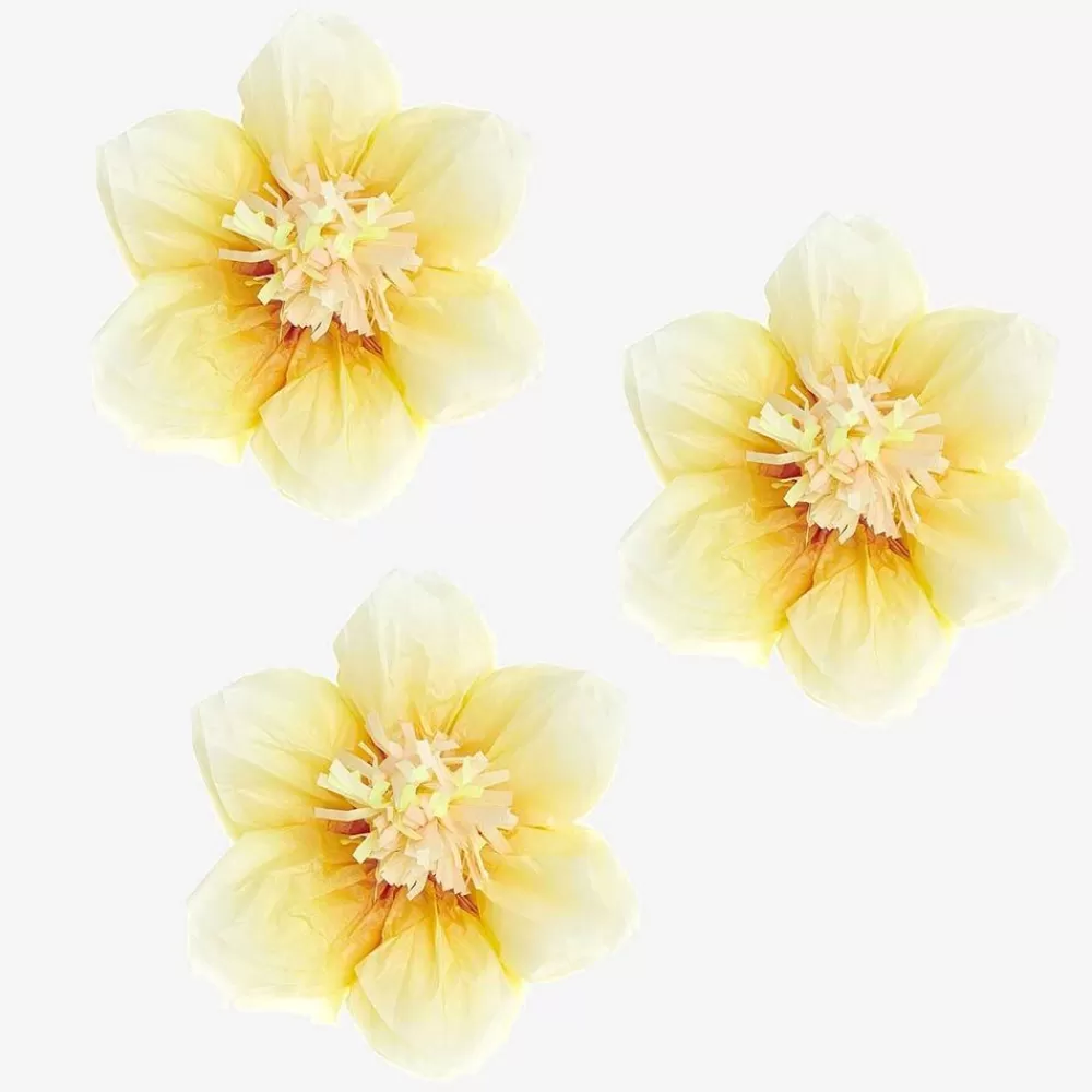 Clearance 3 Small Daffodil Flowers Tissue Paper Floral Decorations