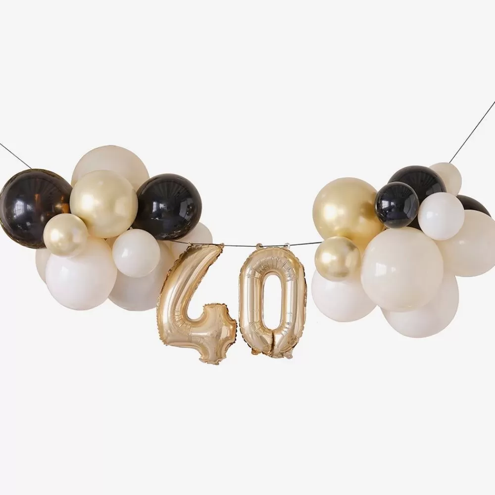 Flash Sale 40Th Birthday Balloon Arch, White, Gold And Black Balloon Arch