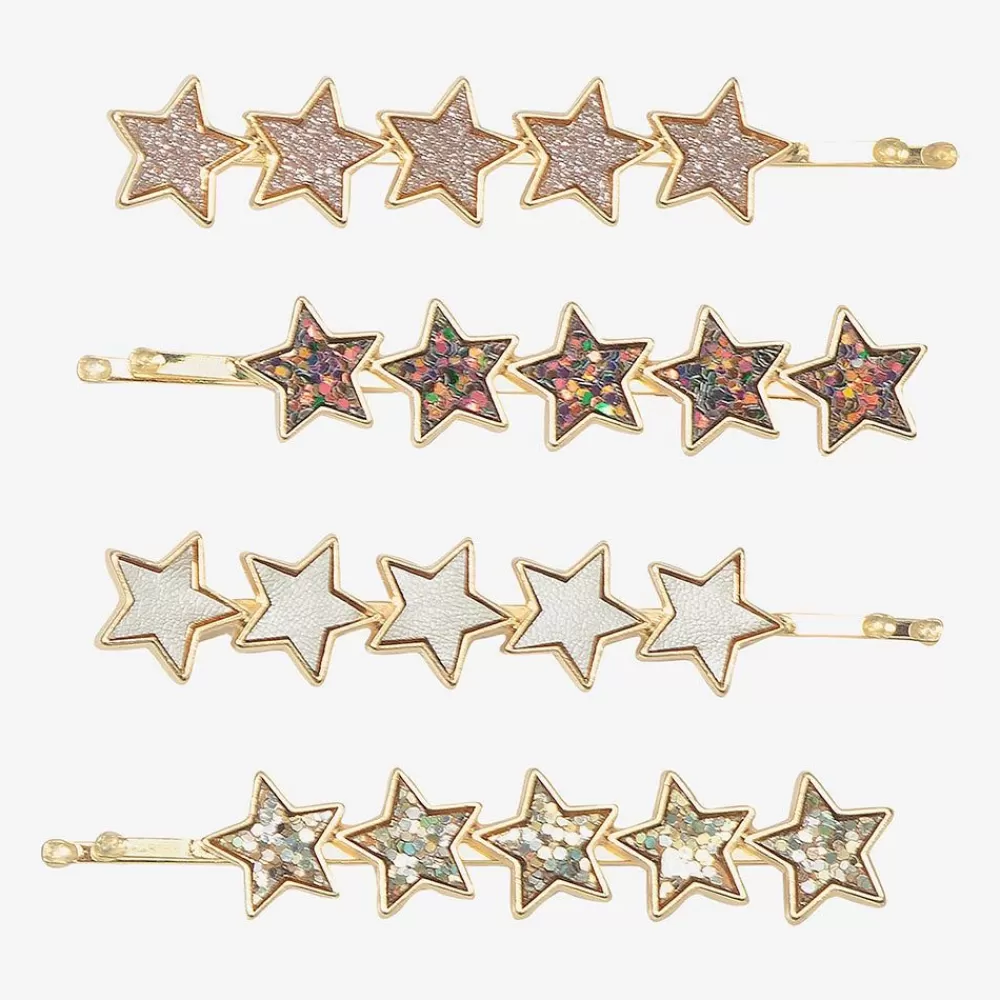 New 4 Glitter Star Barrettes Accessories