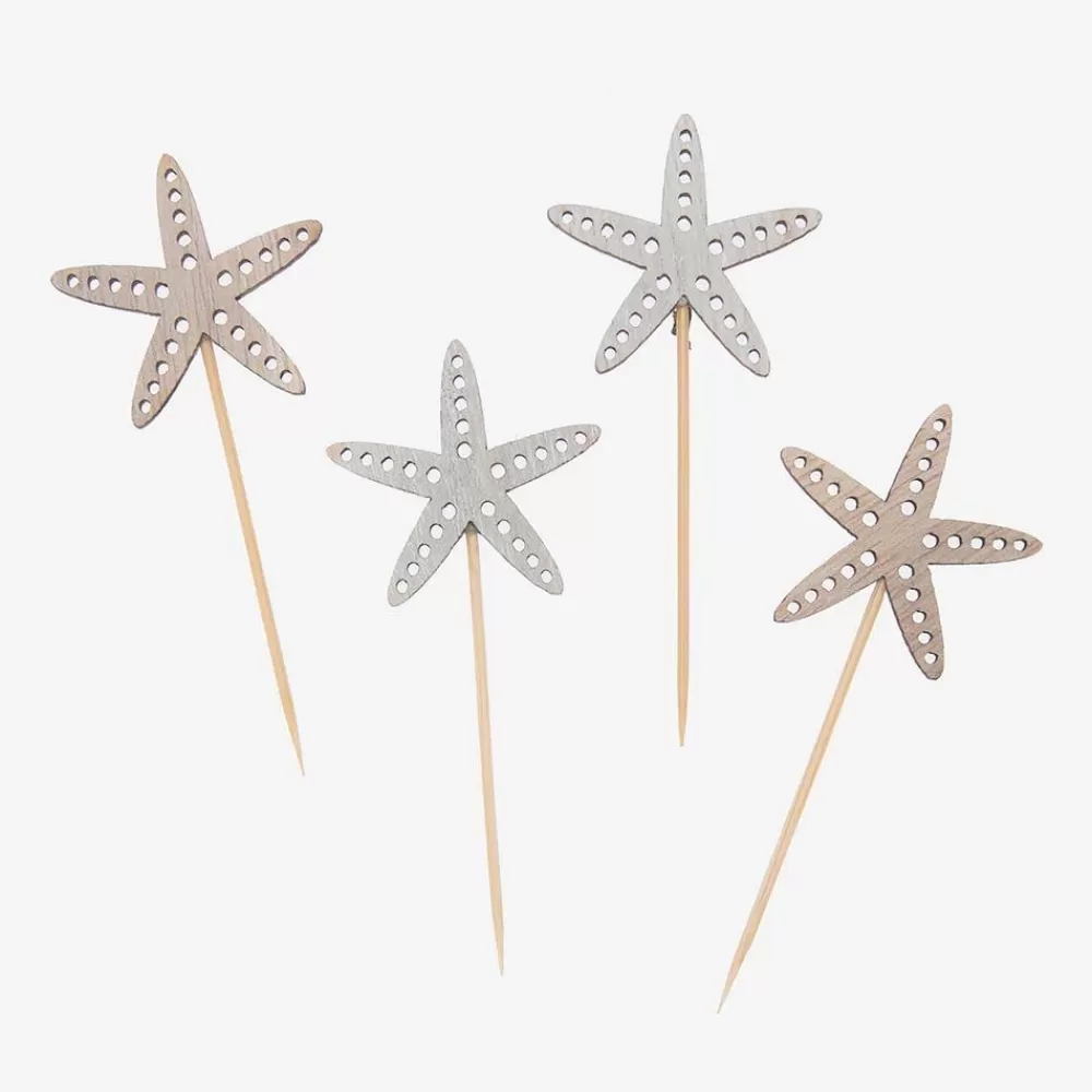 Best 4 Wooden Starfish Toppers Cake Toppers