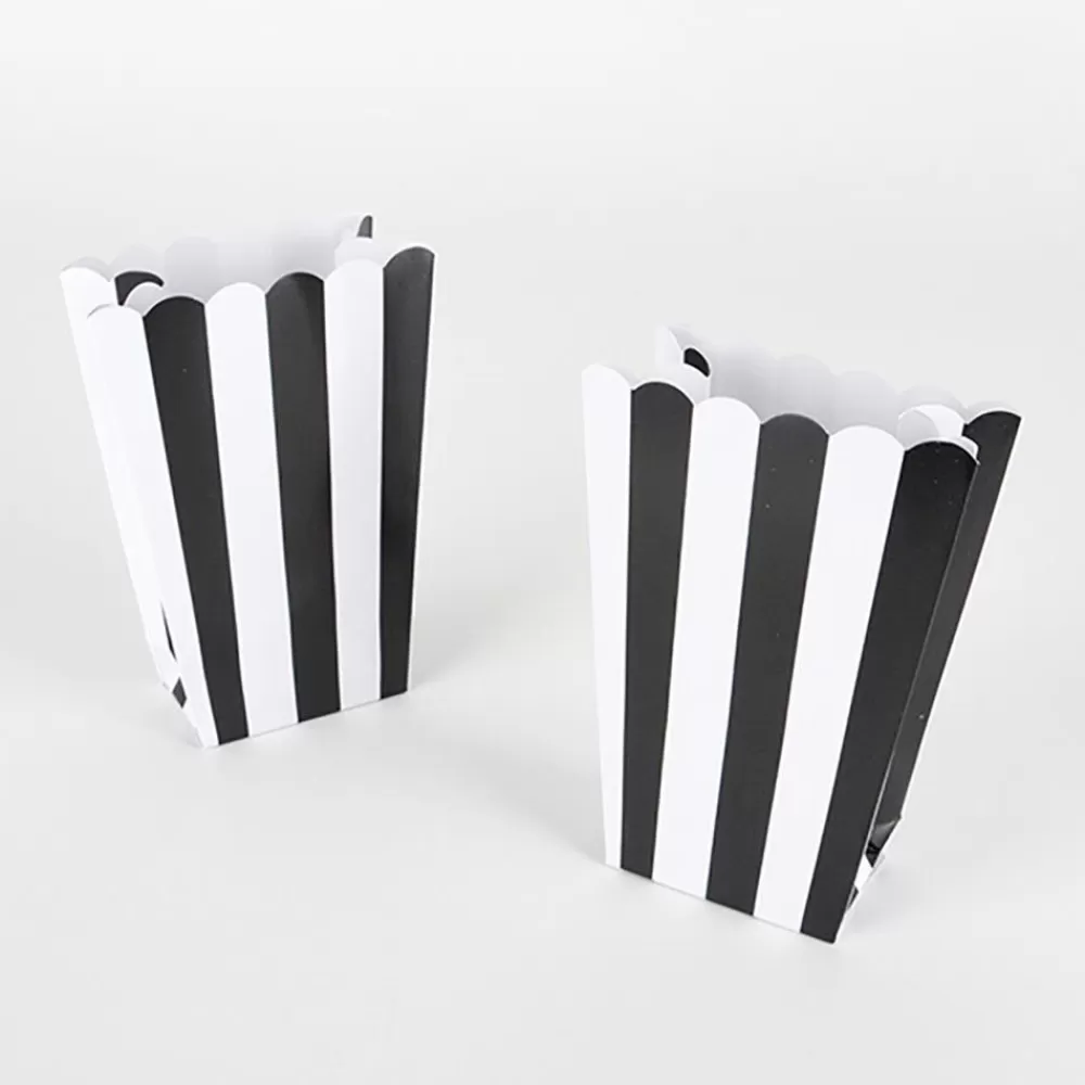 Flash Sale 5 Black Striped Popcorn Boxes Dishes & Centerpieces