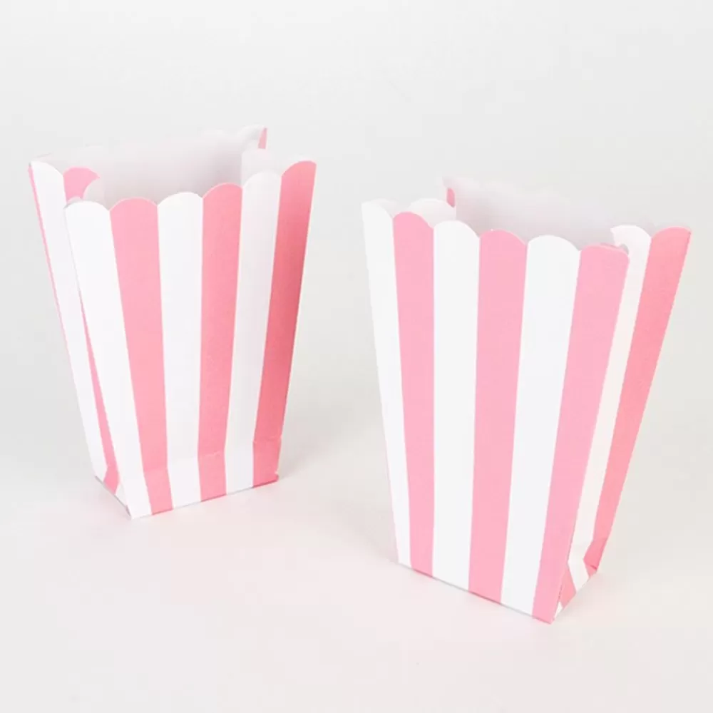 Outlet 5 Popcorn Boxes - Pink Stripes Dishes & Centerpieces