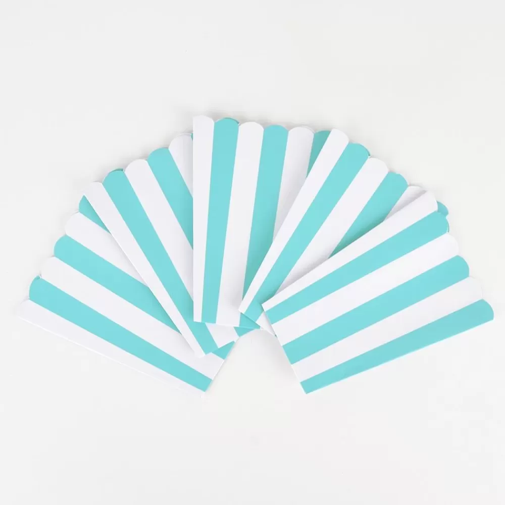 Flash Sale 5 Popcorn Boxes - Turquoise Stripes Dishes & Centerpieces