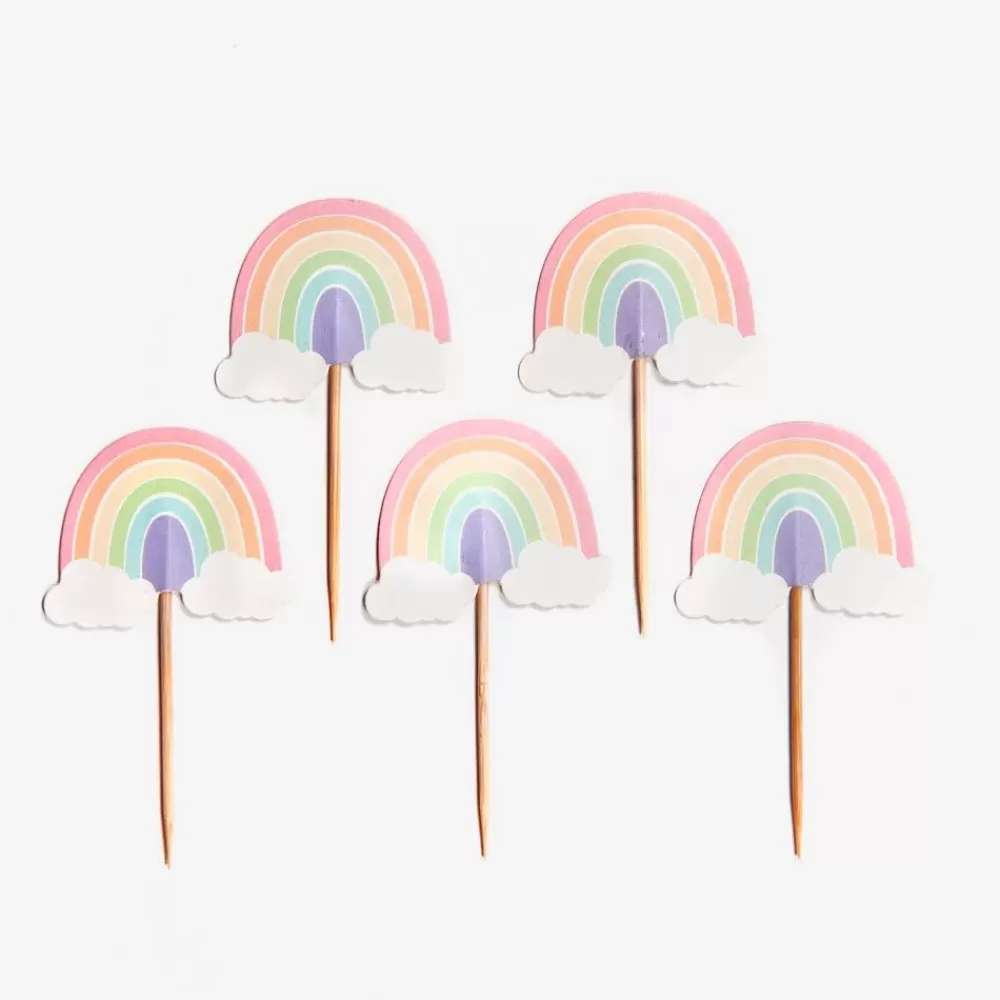 Cheap 5 Rainbow Toppers Cake Toppers