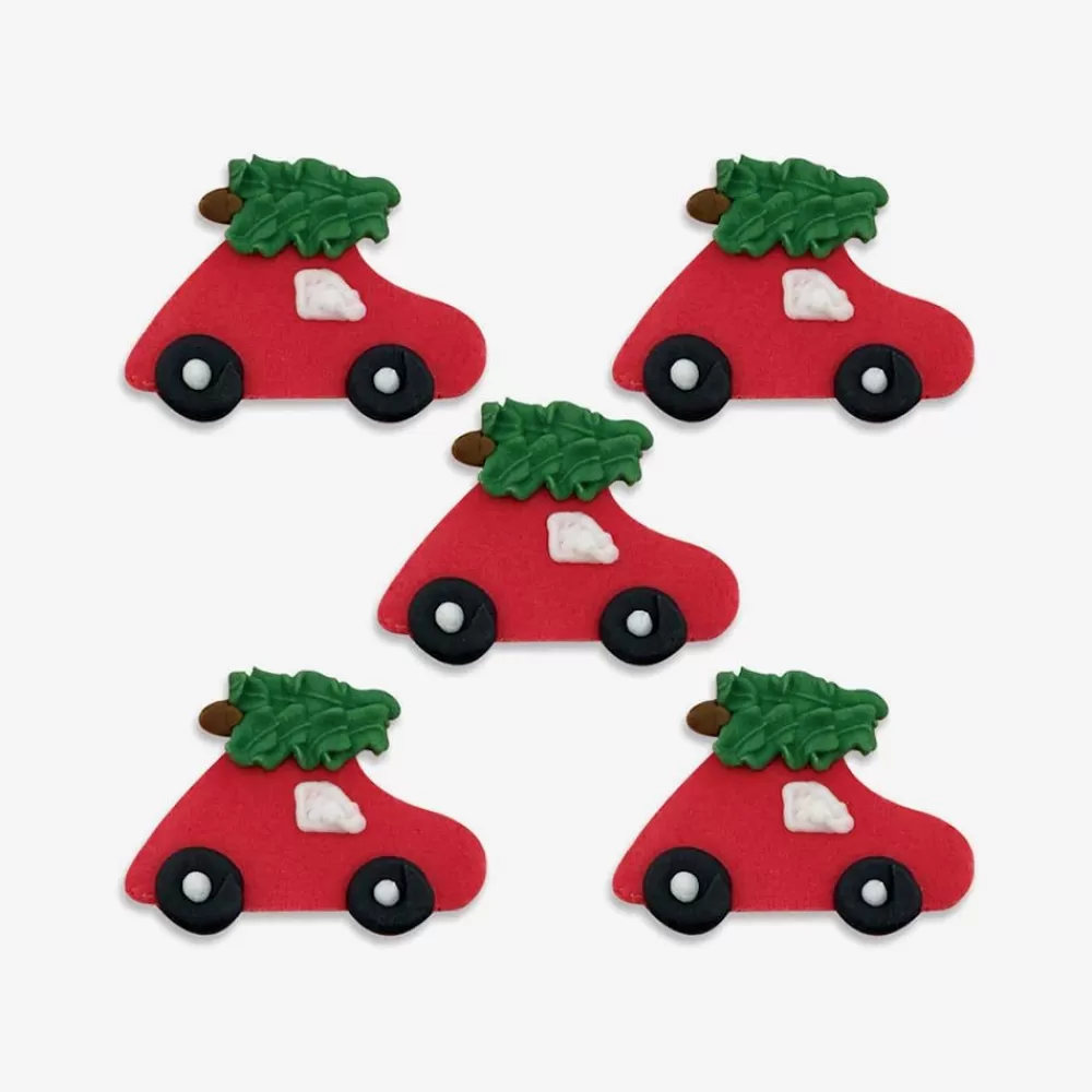 Discount 5 Sugar Toppers: Christmas Car Edible Decoration