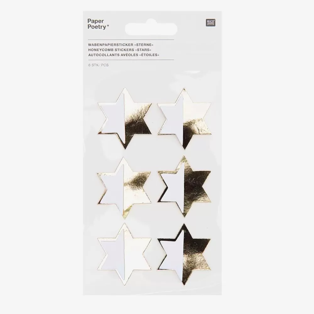 Cheap 6 Honeycomb Stickers With Golden Stars Stickers And Stickers