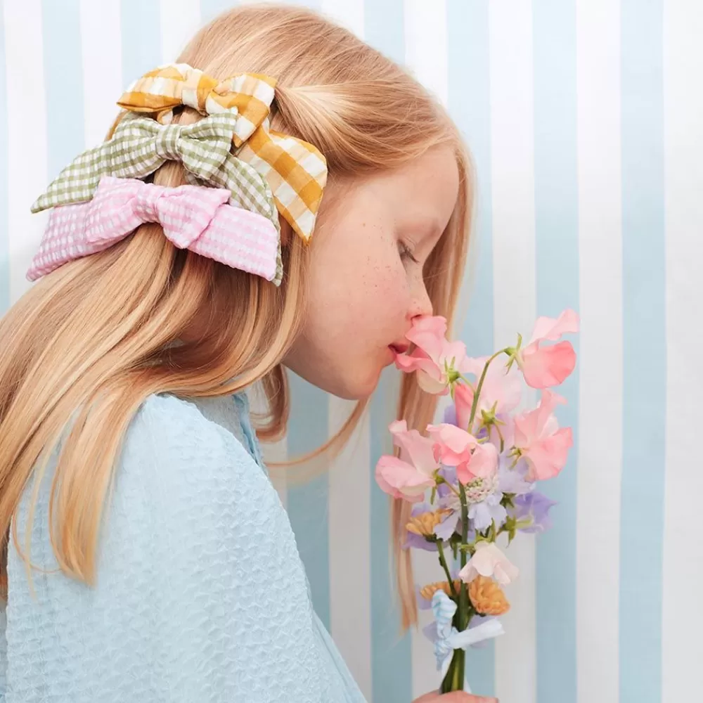 Outlet 6 Pastel Gingham Bow Barrettes Accessories