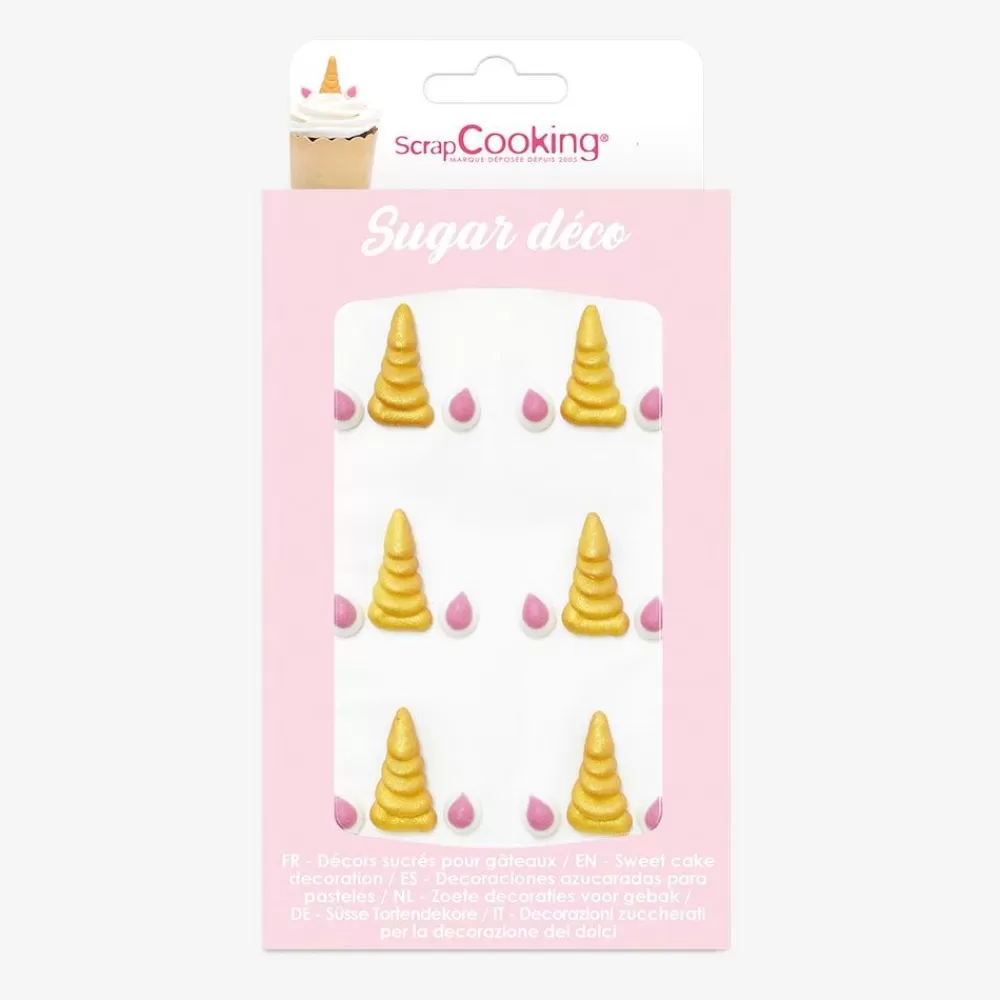 Online 6 Sugar Toppers - Unicorn Horn Edible Decoration