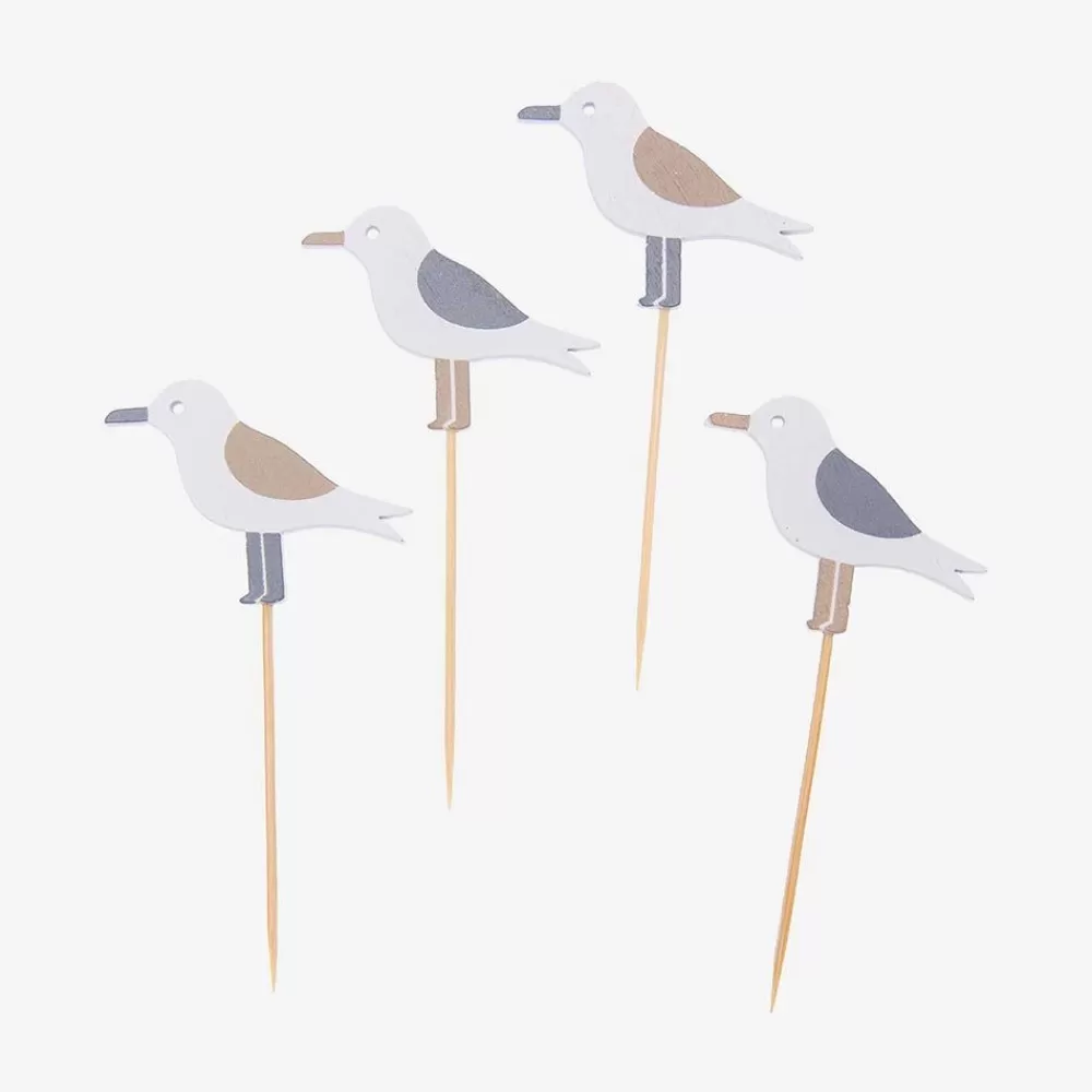 Flash Sale 6 Wooden Seagull Toppers Cake Toppers