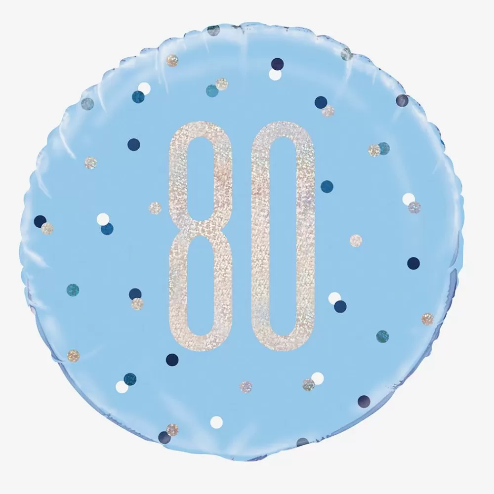 Shop 80 Years Blue And Holographic Helium Balloon Shaped Helium Balloons