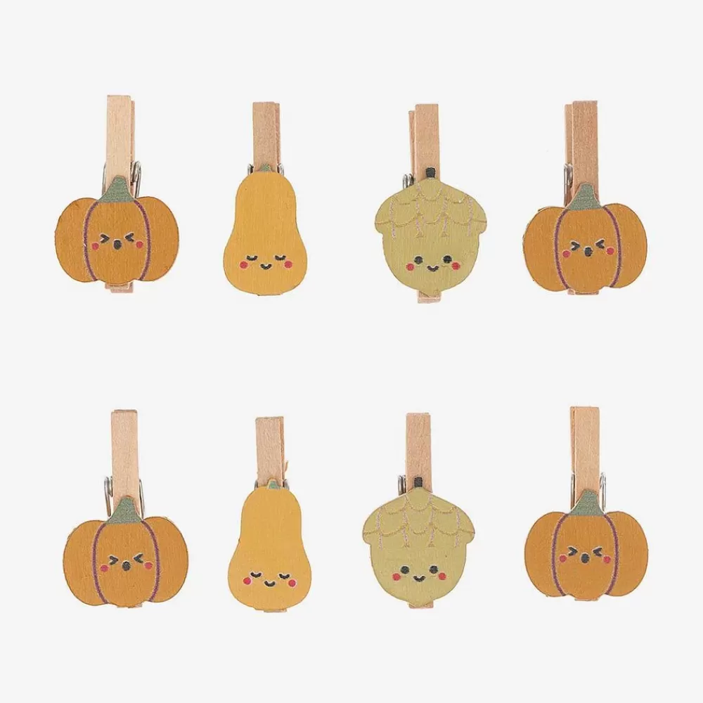 Cheap 8 Wooden Pumpkin Clips Gift Tags