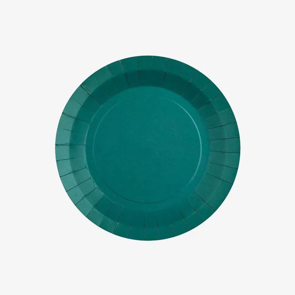 Shop Assiette En Carton : 10 Assiettes Bleu Canard Plates