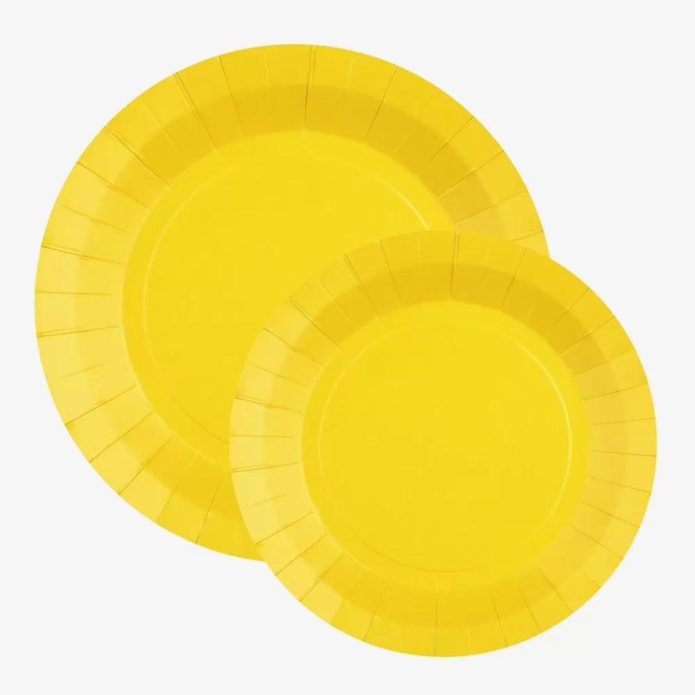 Online Assiette En Carton : 10 Assiettes Jaunes Plates