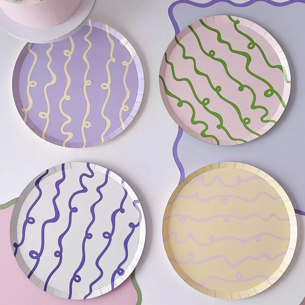 Best Sale Assiette En Carton : 8 Assiettes Wavy Pastel Plates