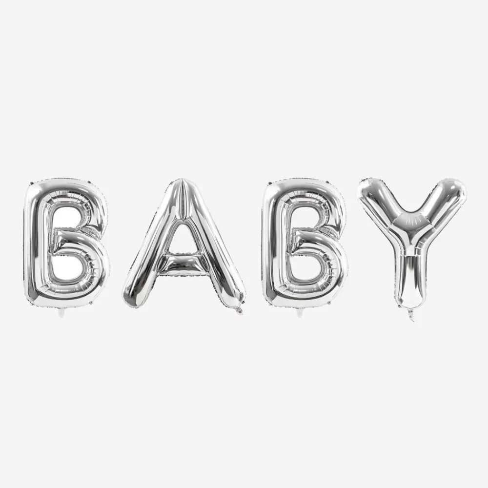 Discount Baby Shower - Letter Balloon - Silver Baby Letter Balloons