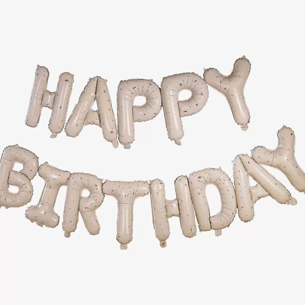 New Ballon Anniversaire - Happy Birthday Beige Et Dore Letter Balloons