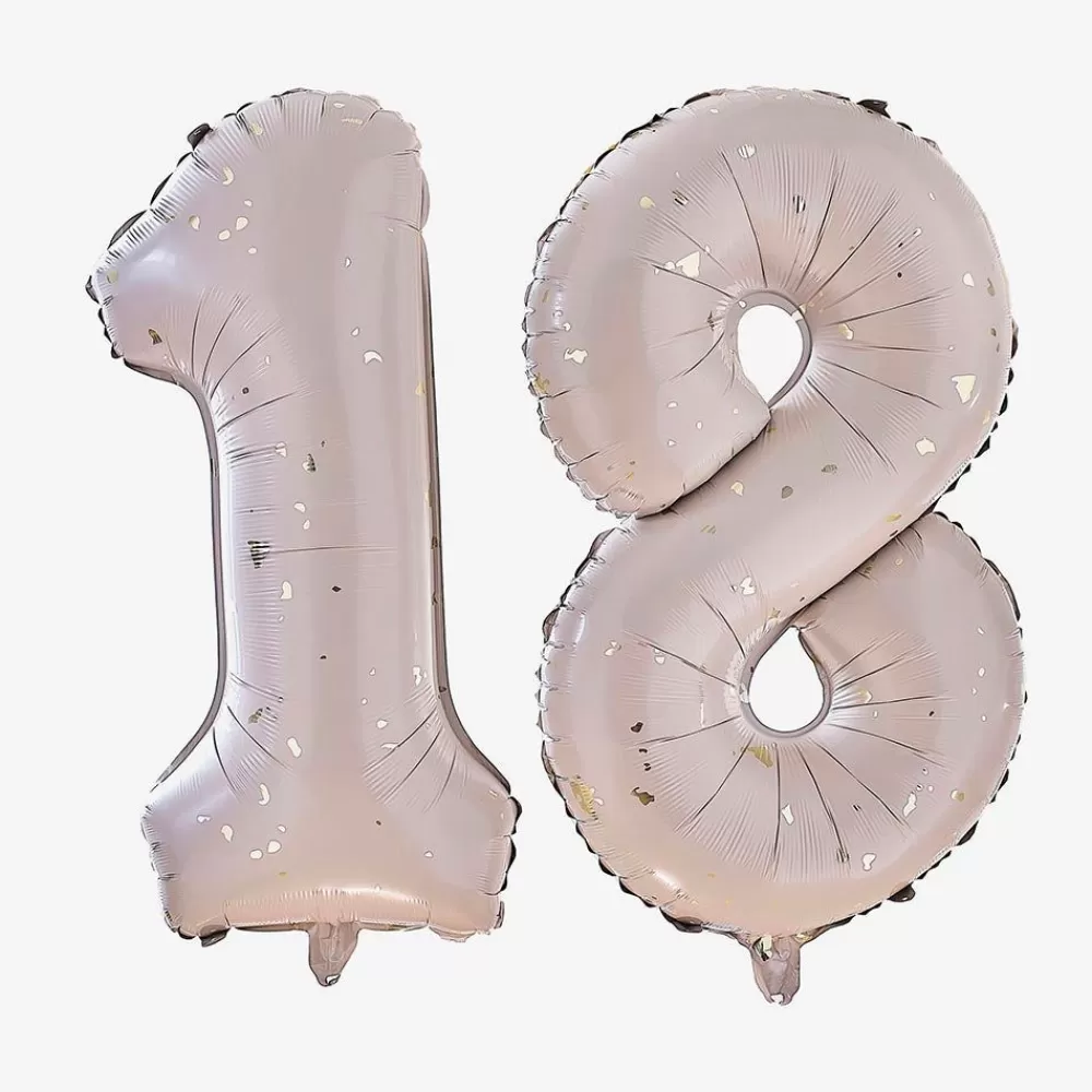 Flash Sale Ballons Chiffres Helium 18 Ans Beige Et Dore Number Balloons