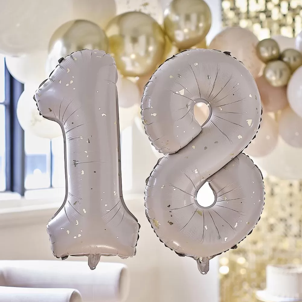 Flash Sale Ballons Chiffres Helium 18 Ans Beige Et Dore Number Balloons