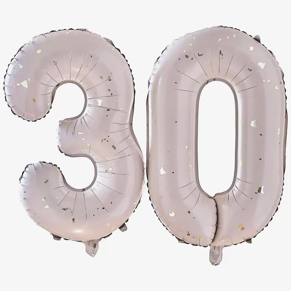 Best Sale Ballons Chiffres Helium 30 Ans Beige Et Dore Number Balloons