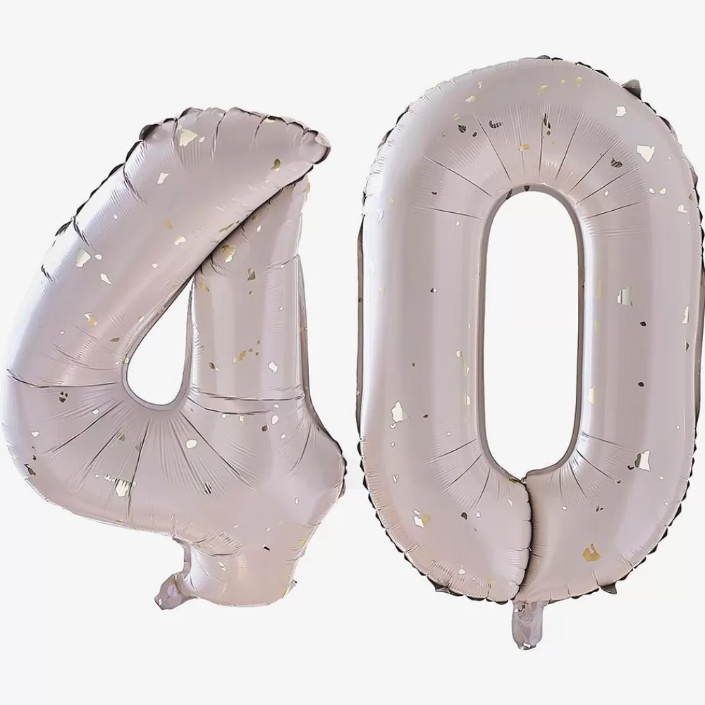 Clearance Ballons Chiffres Helium 40 Ans Beige Et Dore Number Balloons