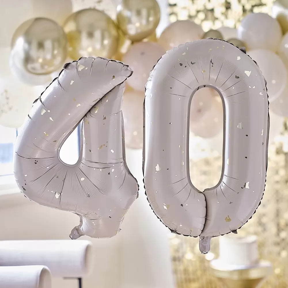 Clearance Ballons Chiffres Helium 40 Ans Beige Et Dore Number Balloons