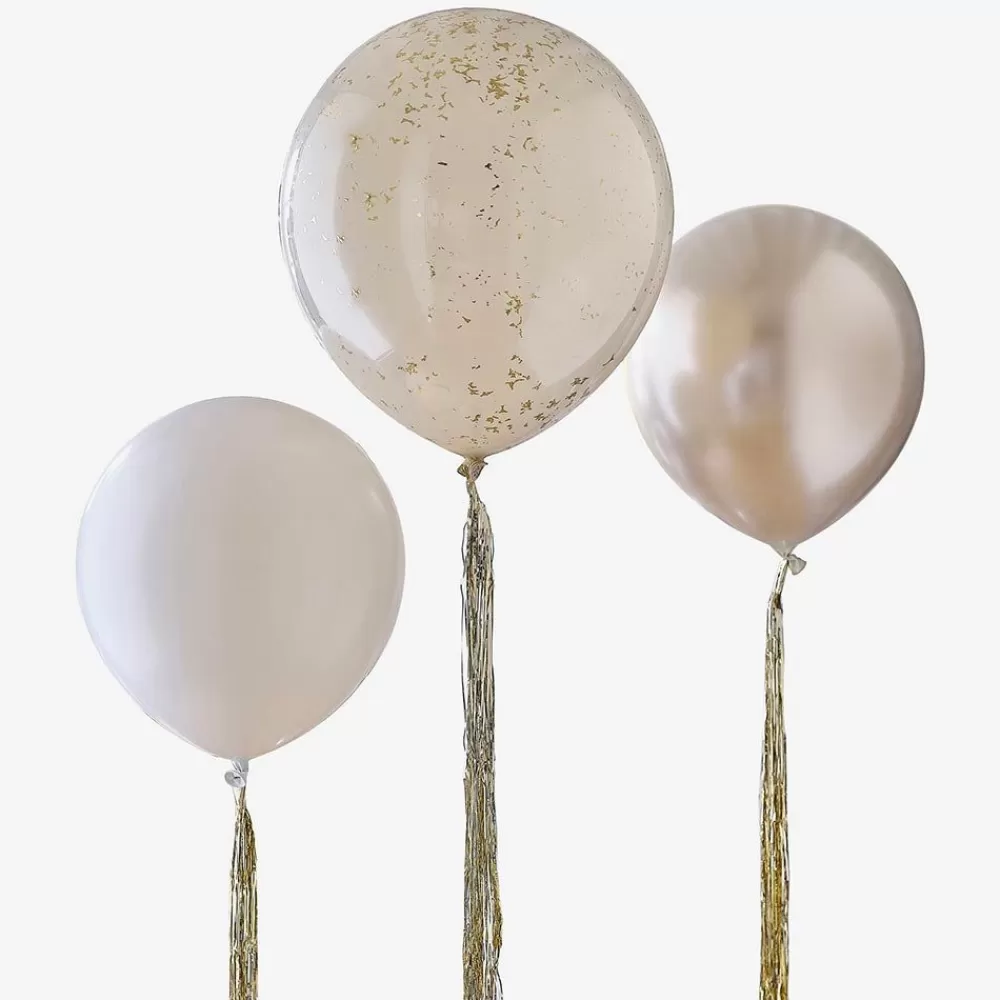 Hot Ballons De Baudruche : 3 Ballons Dores Plain Balloons