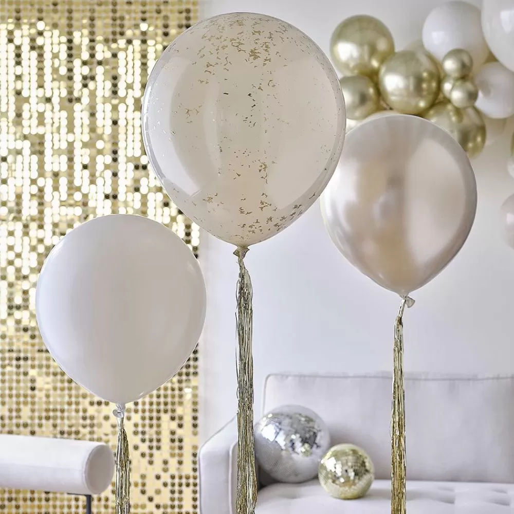 Hot Ballons De Baudruche : 3 Ballons Dores Plain Balloons