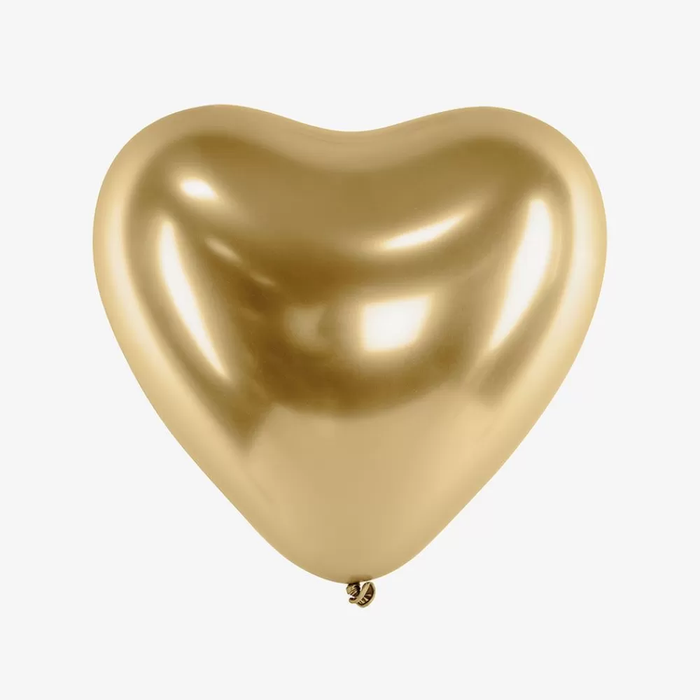 New Balloon: 1 Gold Chrome Heart Balloon Plain Balloons