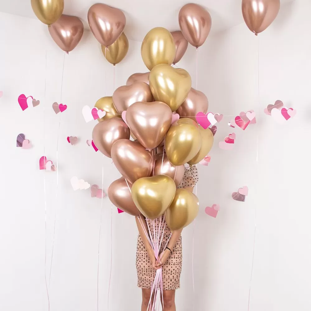 New Balloon: 1 Gold Chrome Heart Balloon Plain Balloons