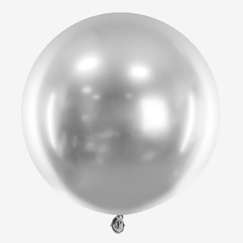 Store Balloon: 1 Round Silver Chrome Balloon (60Cm) Plain Balloons