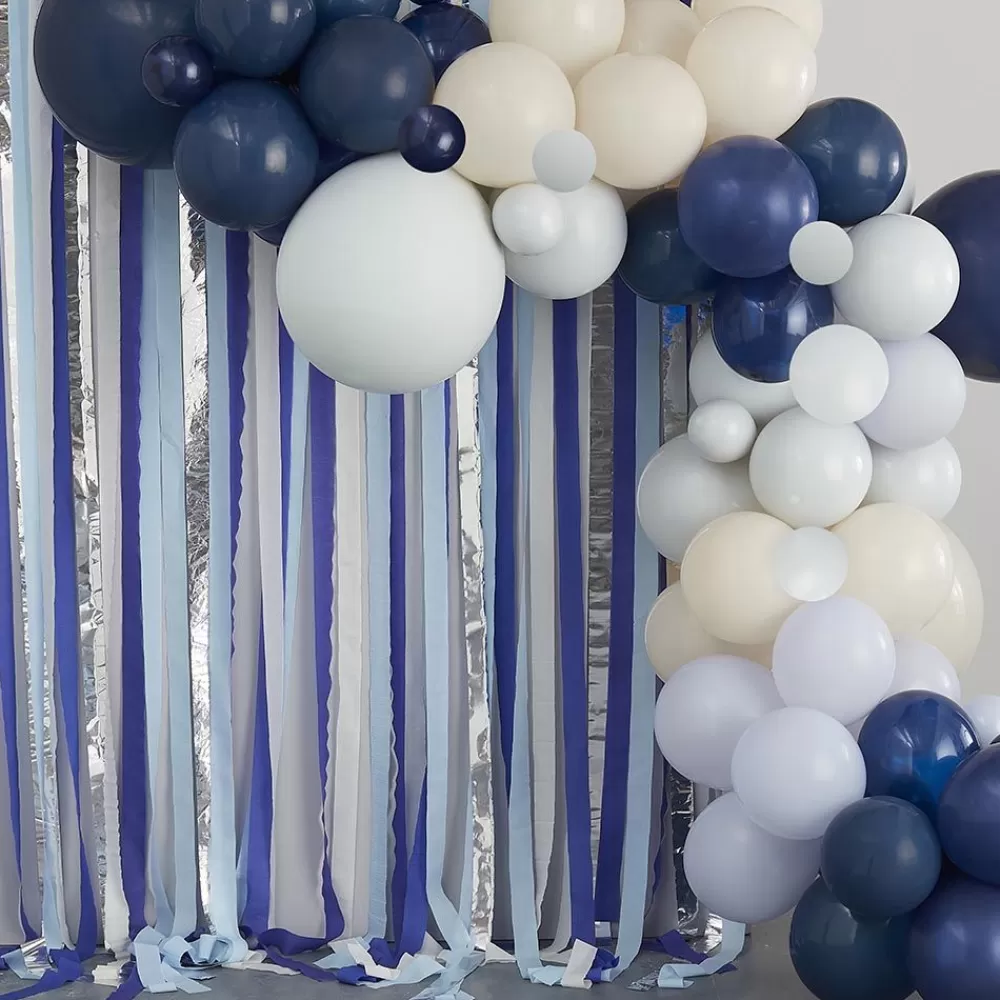 Clearance Balloon Arch: Blue And Silver Arch And Crepes Balloon Arch