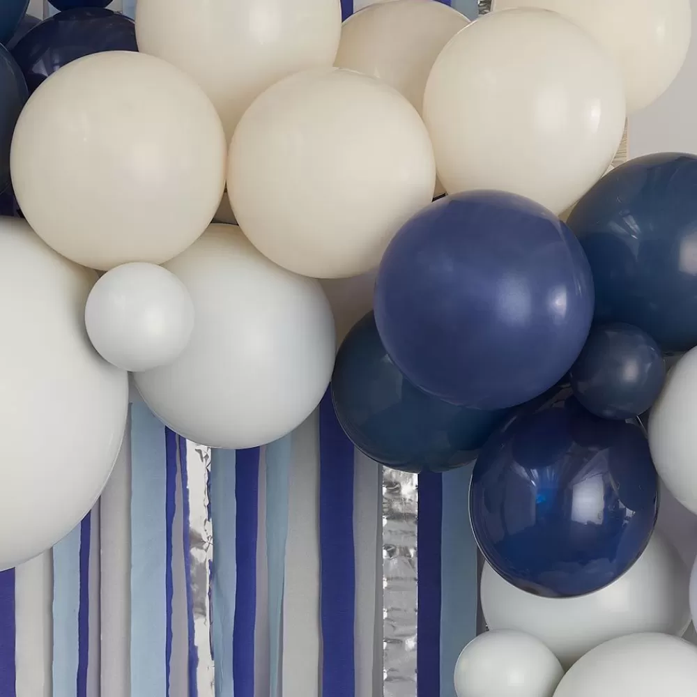 Clearance Balloon Arch: Blue And Silver Arch And Crepes Balloon Arch