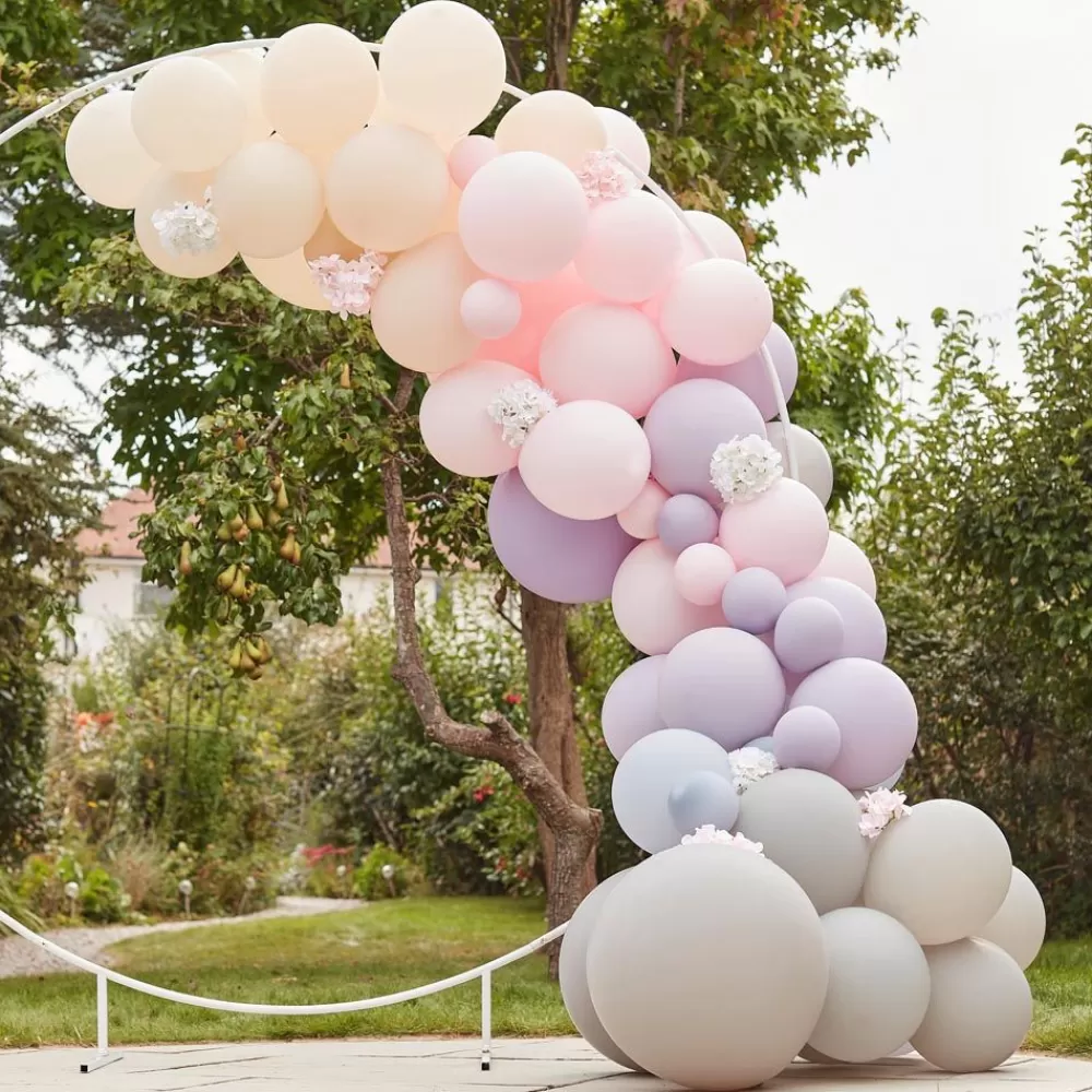 Fashion Balloon Arch: Giant Purple Arch With Flowers Balloon Arch